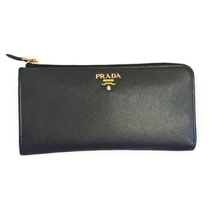 Prada Saffiano Metal Zip Around Wallet in Black (Nero)